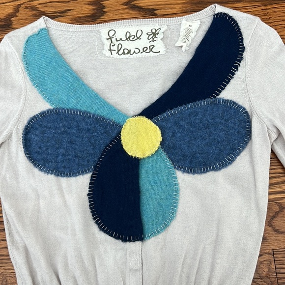 Anthropologie Field Flower Blue Flower Cardigan - Picture 3 of 5